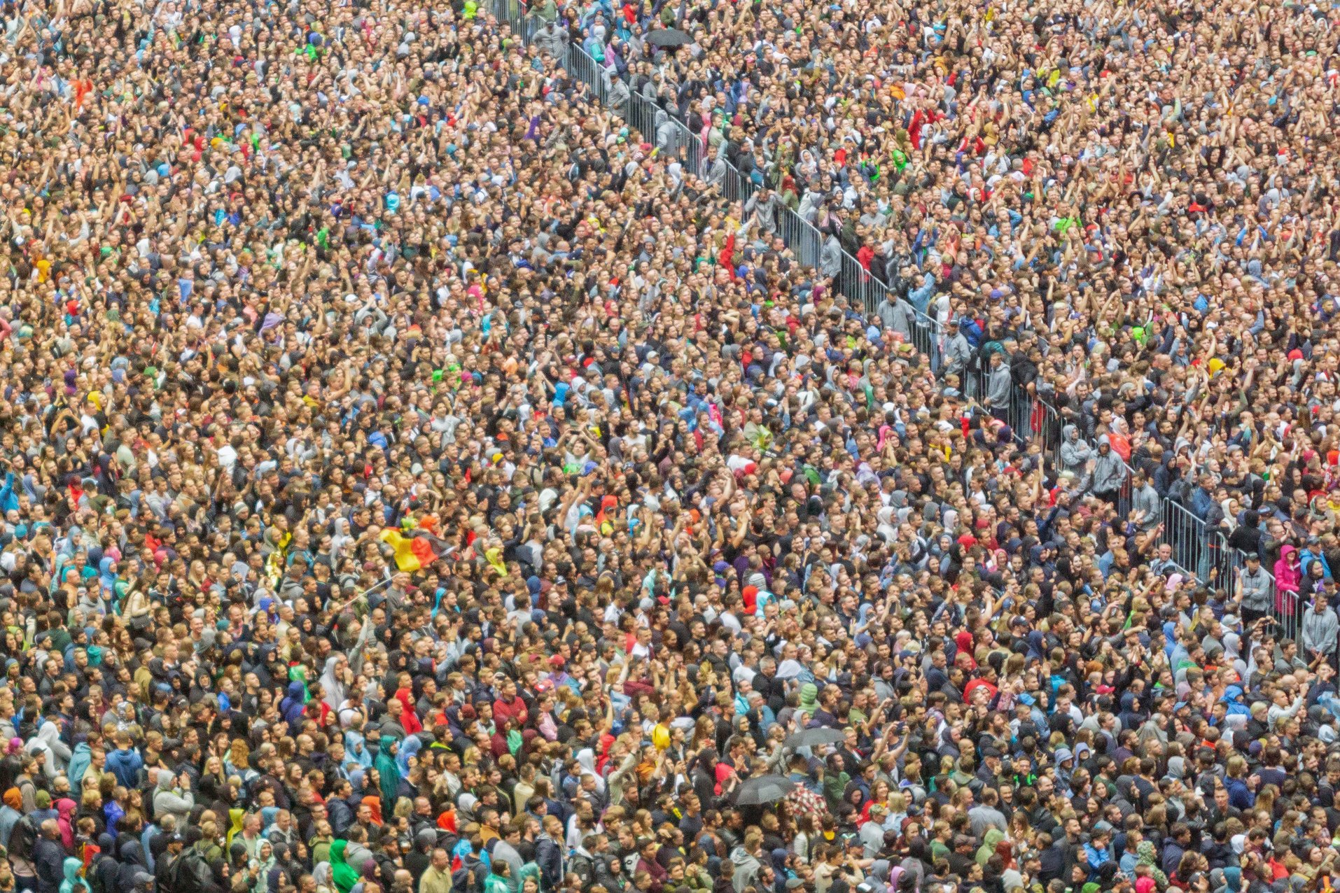 large group of people top view